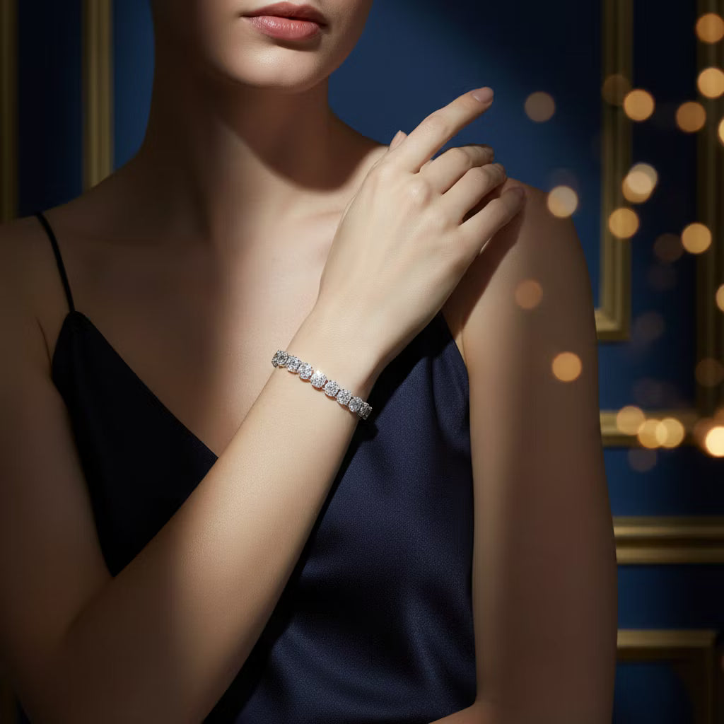 10ct Moissanite 'Infinity Link' Platinum Bracelet