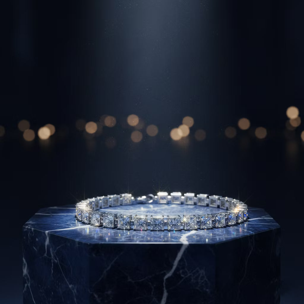 10ct Moissanite 'Infinity Link' Platinum Bracelet